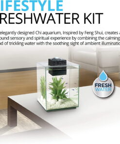 Chi II Series Aquarium Set, 5-Gallon – Aquarium Tank with Ambient LED Lighting, Flowing Water, and Elegant Design, White 2