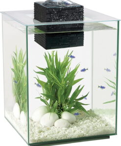 Chi II Series Aquarium Set, 5-Gallon – Aquarium Tank with Ambient LED Lighting, Flowing Water, and Elegant Design, White