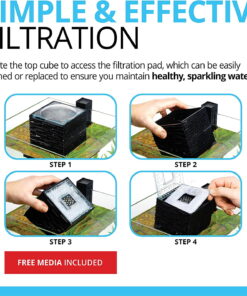 Chi II Series Aquarium Set, 5-Gallon – Aquarium Tank with Ambient LED Lighting, Flowing Water, and Elegant Design, White 4