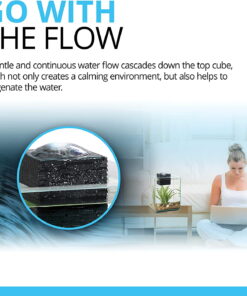 Chi II Series Aquarium Set, 5-Gallon – Aquarium Tank with Ambient LED Lighting, Flowing Water, and Elegant Design, White 5