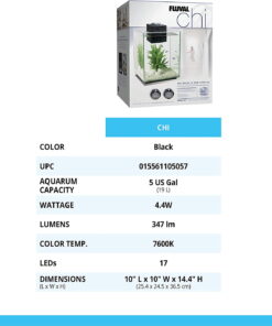 Chi II Series Aquarium Set, 5-Gallon – Aquarium Tank with Ambient LED Lighting, Flowing Water, and Elegant Design, White 7